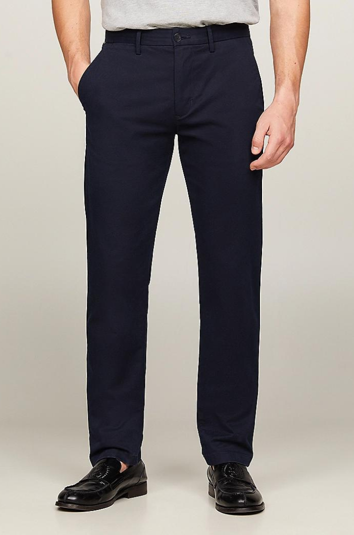 Pantalon chino Tommy Hilfiger marine en coton bio stretch
