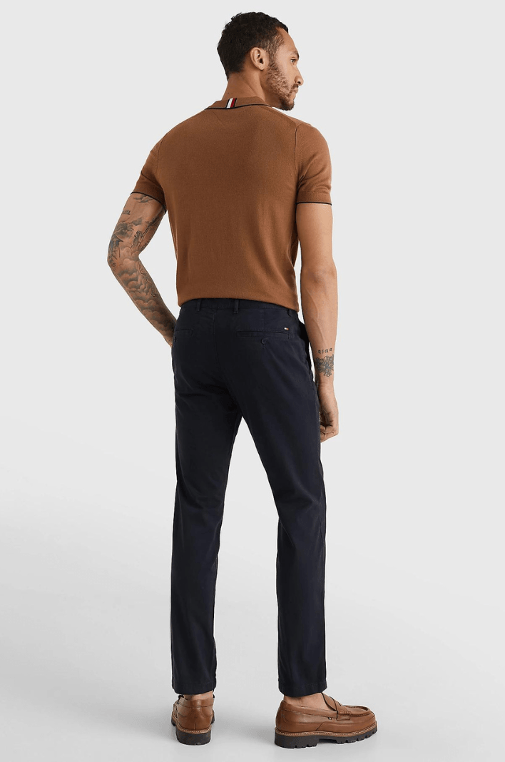 Pantalon chino Tommy Hilfiger slim marine coton bio - Georgespaul