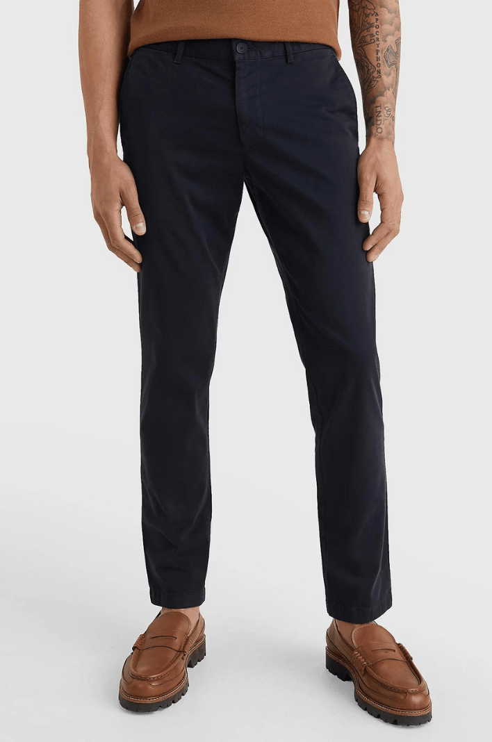 Pantalon chino Tommy Hilfiger slim marine coton bio - Georgespaul