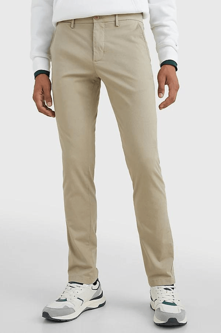 Pantalon chino slim Tommy Hilfiger beige en coton stretch - Georgespaul