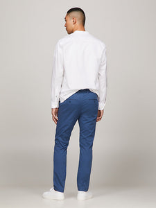 Pantalon chino slim Tommy Hilfiger bleu coton bio stretch | Georgespaul