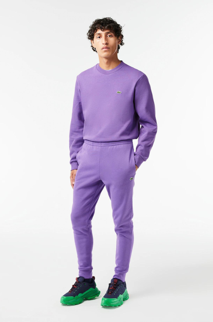 Pantalon de jogging homme Lacoste violet en molleton de coton bio