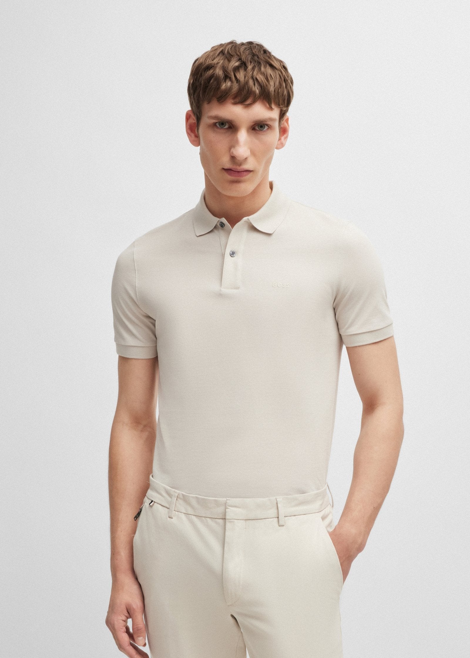 Polo BOSS blanc pour homme | Georgespaul