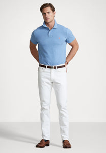 Polo Ralph Lauren ajusté bleu en coton piqué pour homme I Georgespaul
