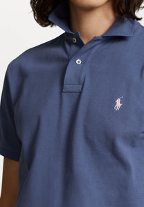 Polo Ralph Lauren ajusté bleu en coton piqué pour homme I Georgespaul