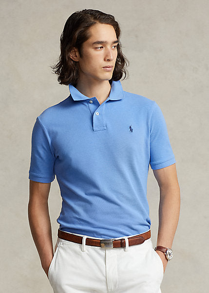 Polo Ralph Lauren cintré bleu en coton piqué pour homme | Georgespaul