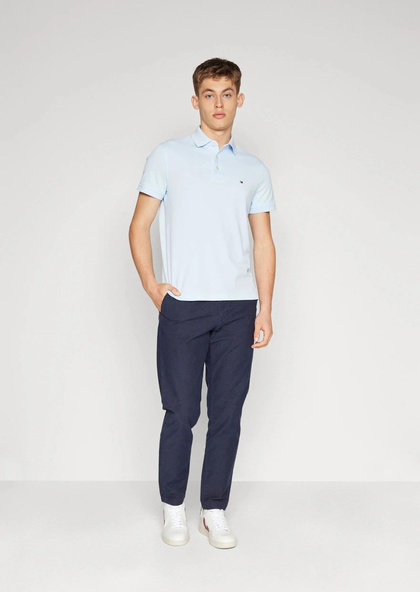 Polo Tommy Hilfiger ajusté bleu en coton bio - Georgespaul