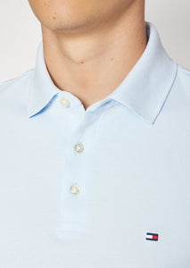 Polo Tommy Hilfiger ajusté bleu en coton bio | Georgespaul