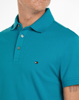 Polo Tommy Hilfiger ajusté bleu en coton bio - Georgespaul