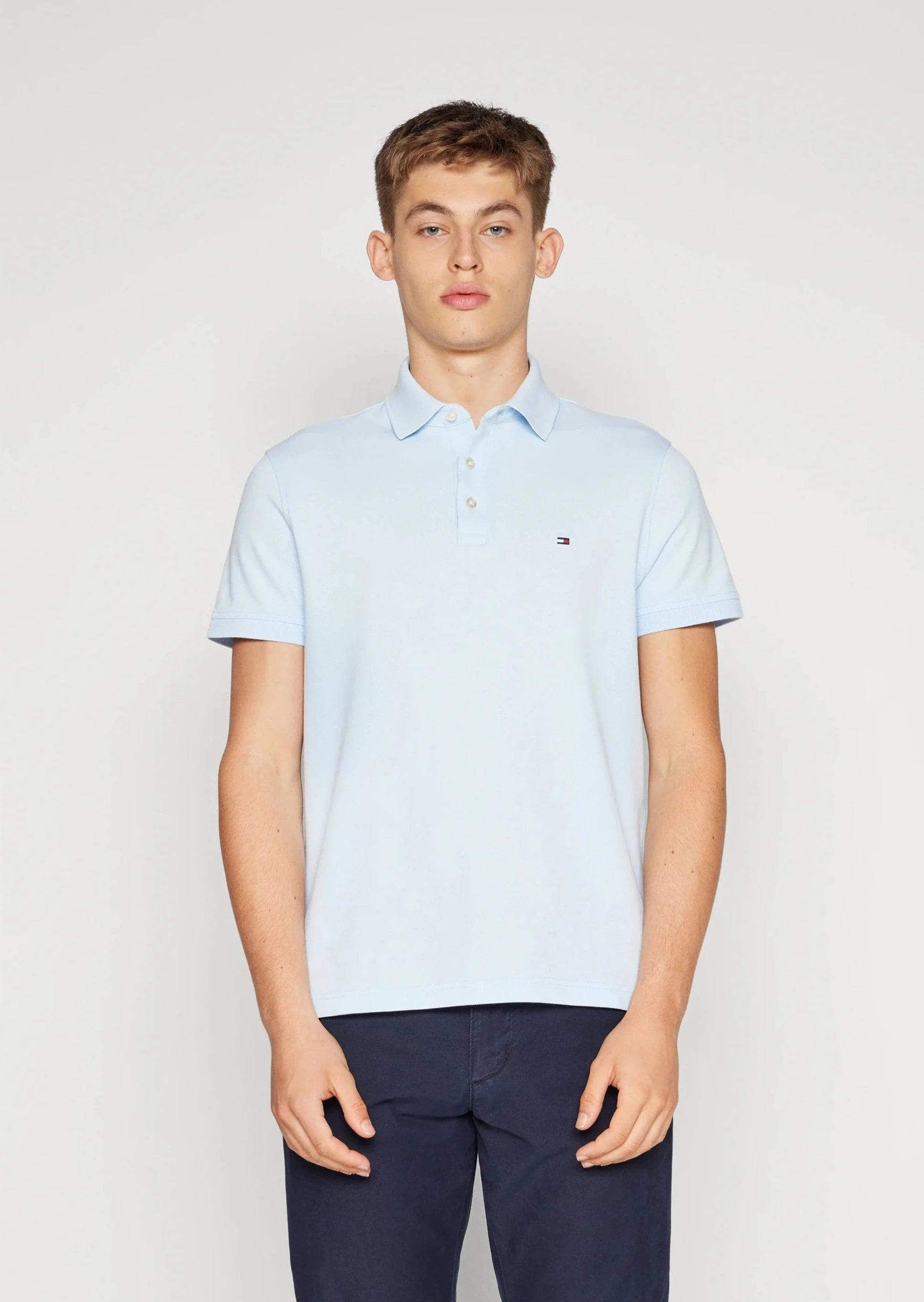 Polo Tommy Hilfiger ajusté bleu en coton bio - Georgespaul