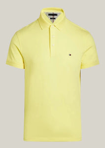 Polo Tommy Hilfiger ajusté jaune en coton bio | Georgespaul