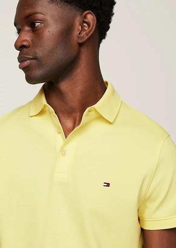 Polo Tommy Hilfiger ajusté jaune en coton bio - Georgespaul