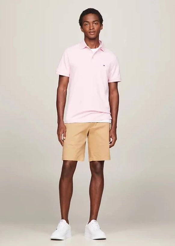 Polo Tommy Hilfiger ajusté rose en coton bio stretch - Georgespaul