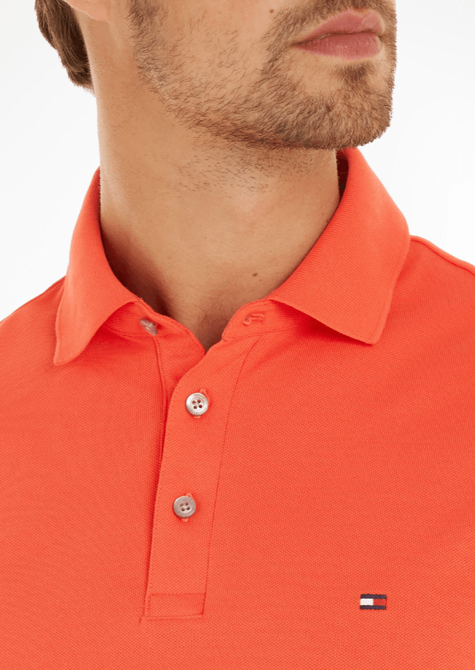 Polo Tommy Hilfiger ajusté orange en coton bio - Georgespaul