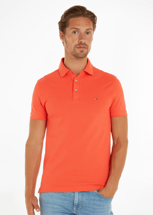 Polo Tommy Hilfiger ajusté orange en coton bio - Georgespaul