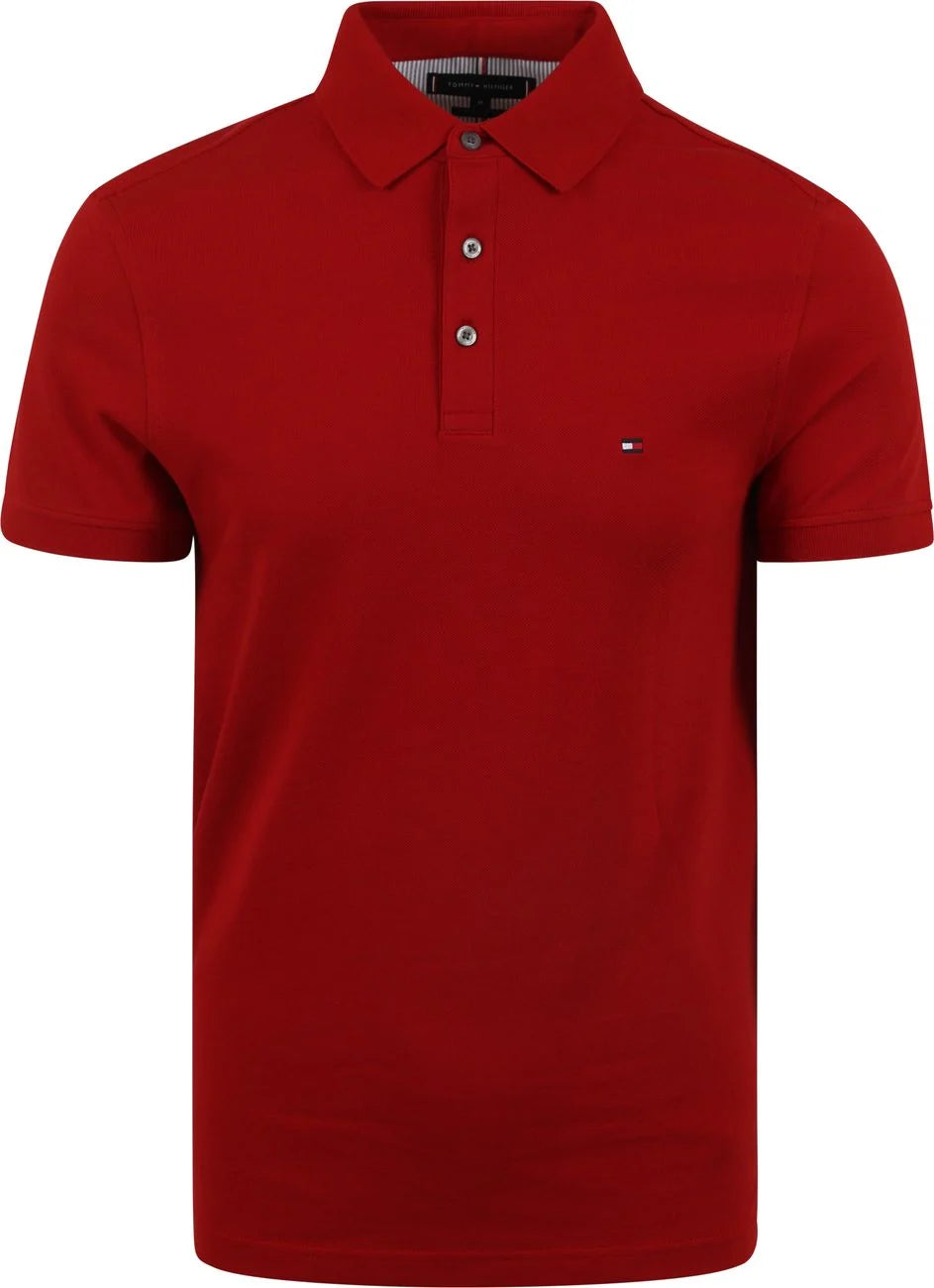 Polo Tommy Hilfiger ajusté rouge en coton bio pour homme I Georgespaul
