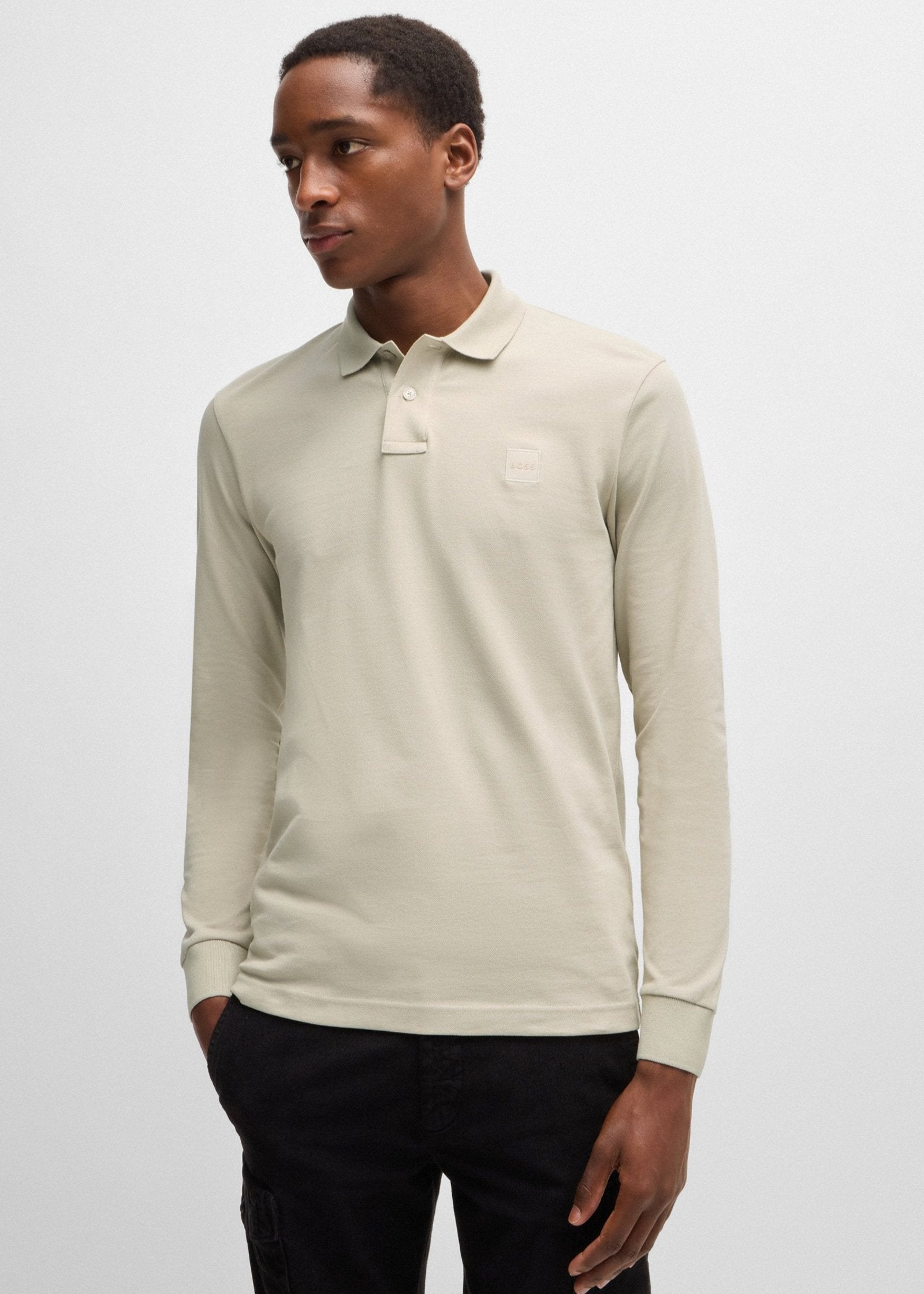 Polo manches longues BOSS beige pour homme | Georgespaul