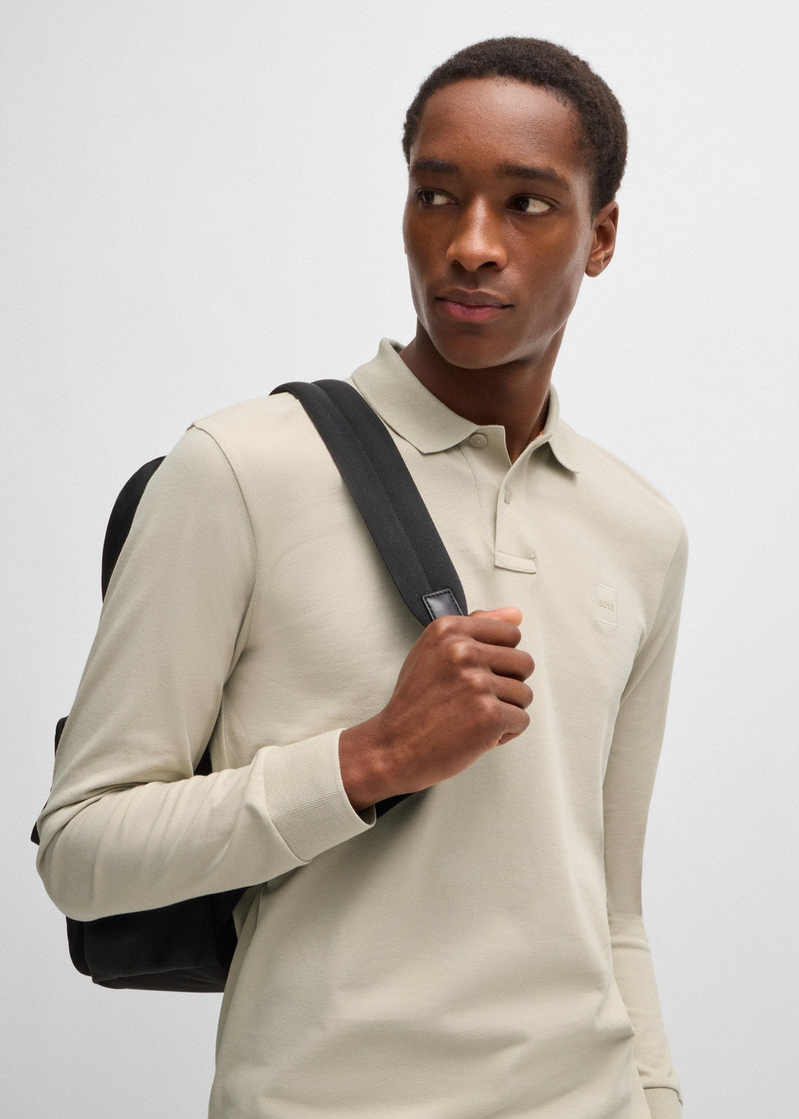 Polo manches longues BOSS beige pour homme | Georgespaul