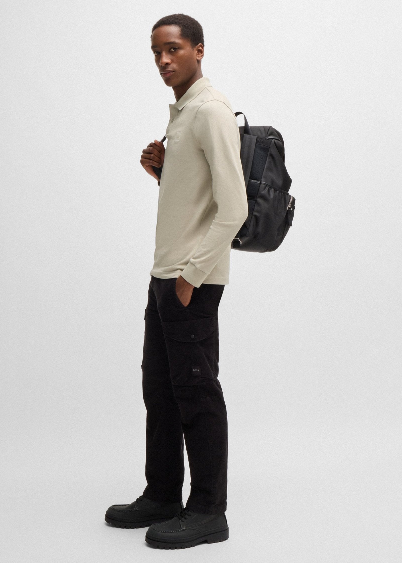 Polo manches longues BOSS beige pour homme | Georgespaul