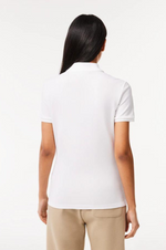 Laden Sie das Bild in den Galerie-Viewer, Polo femme Lacoste cintré blanc en coton stretch
