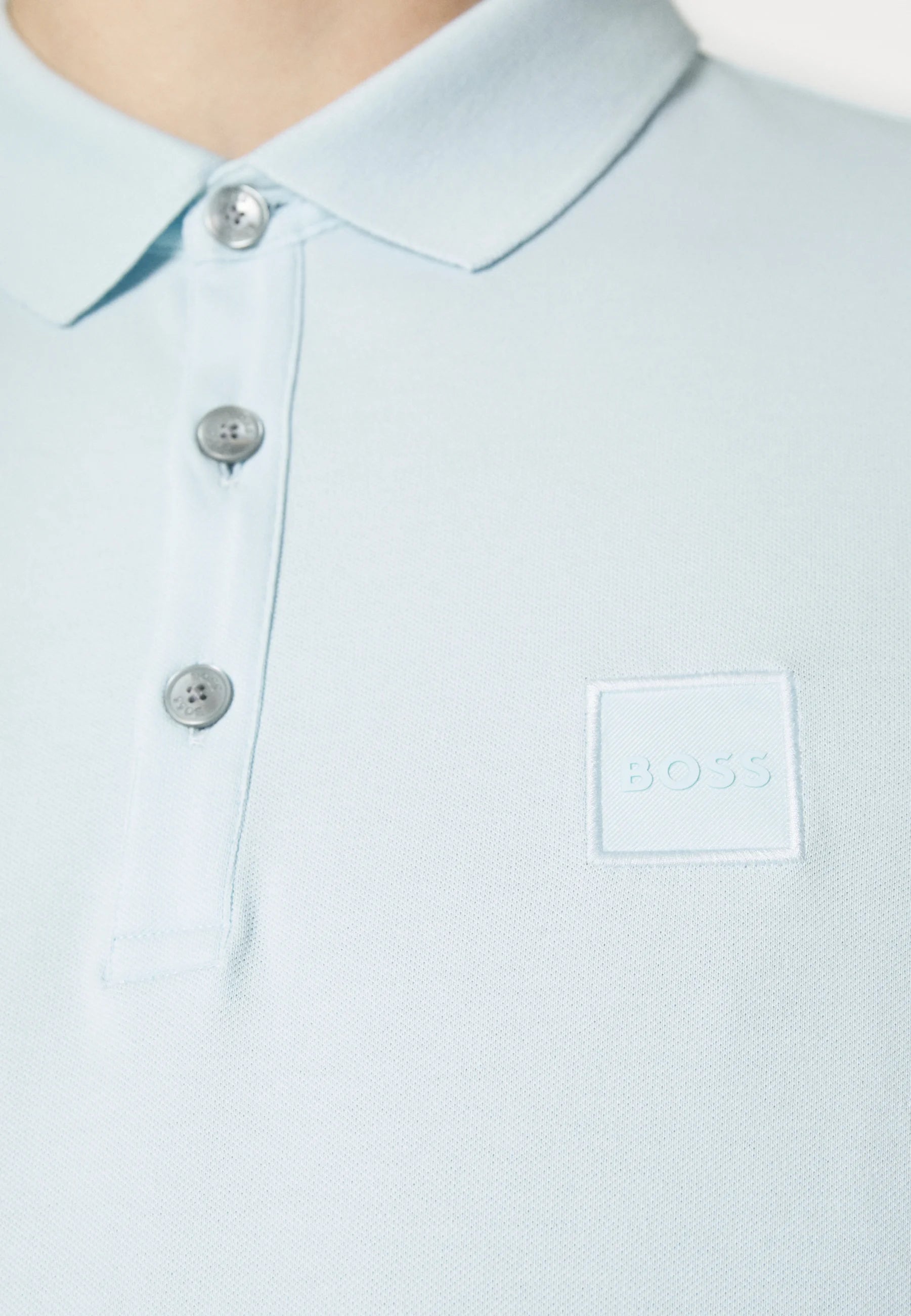 Polo homme BOSS ajusté bleu clair en coton stretch | Georgespaul 