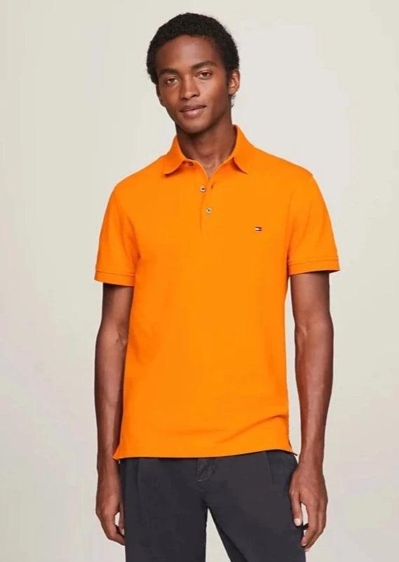 Polo Tommy Hilfiger ajusté orange en coton bio - Georgespaul