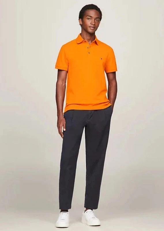 Polo Tommy Hilfiger ajusté orange en coton bio - Georgespaul