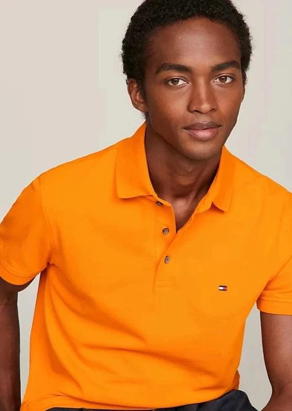 Polo Tommy Hilfiger ajusté orange en coton bio - Georgespaul