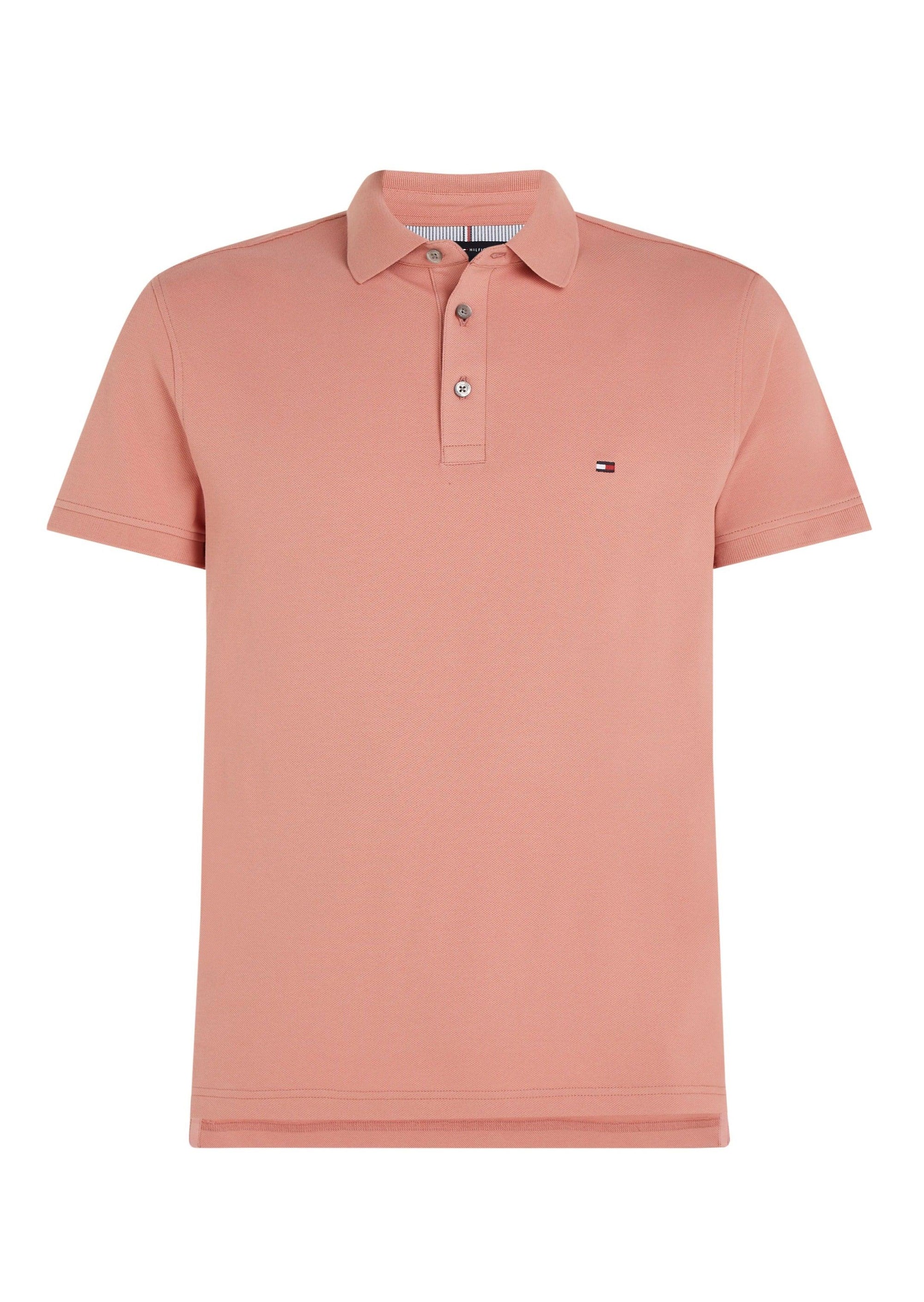 Polo Tommy Hilfiger ajusté rose en coton bio - Georgespaul