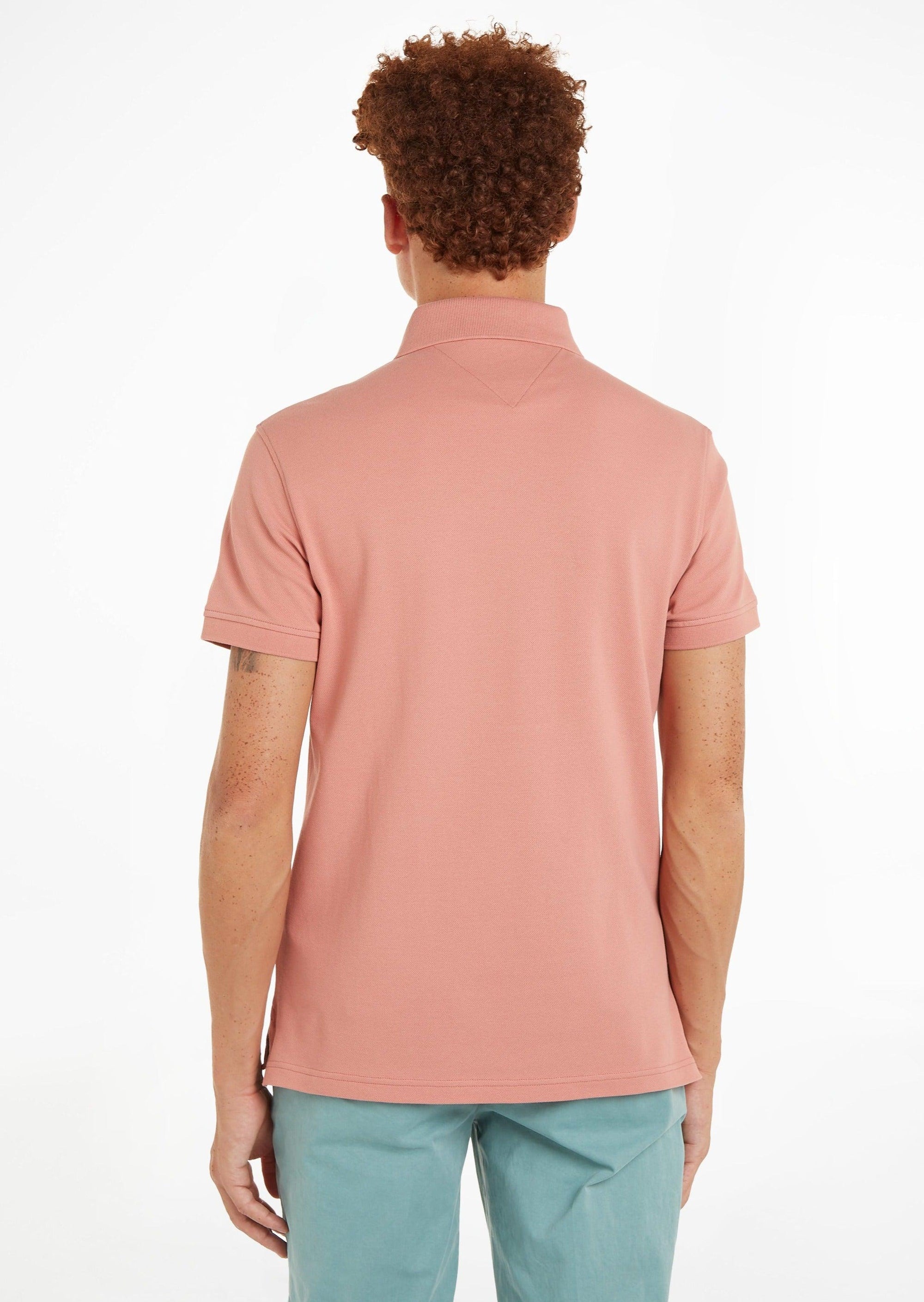 Polo Tommy Hilfiger ajusté rose en coton bio - Georgespaul