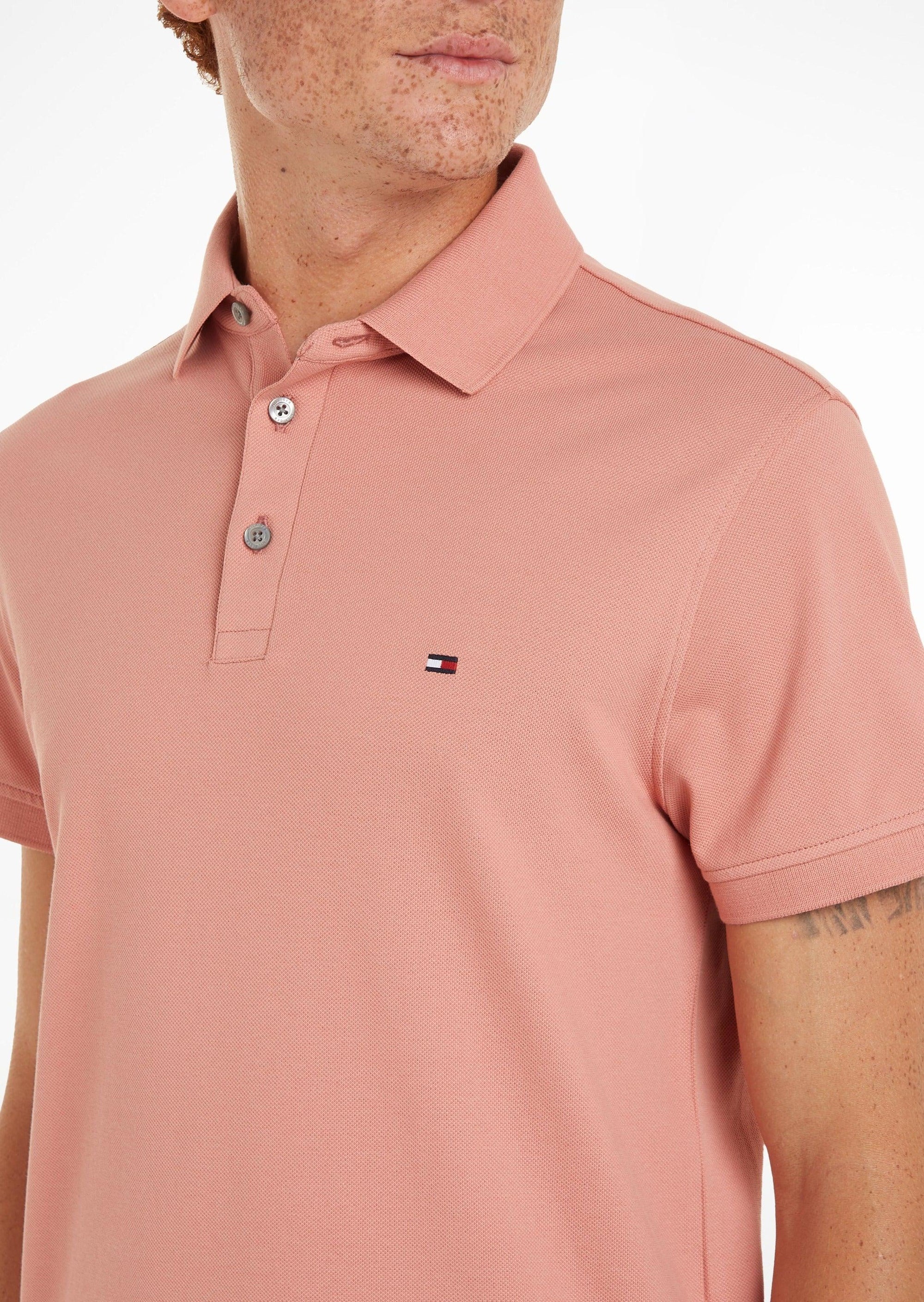 Polo Tommy Hilfiger ajusté rose en coton bio - Georgespaul