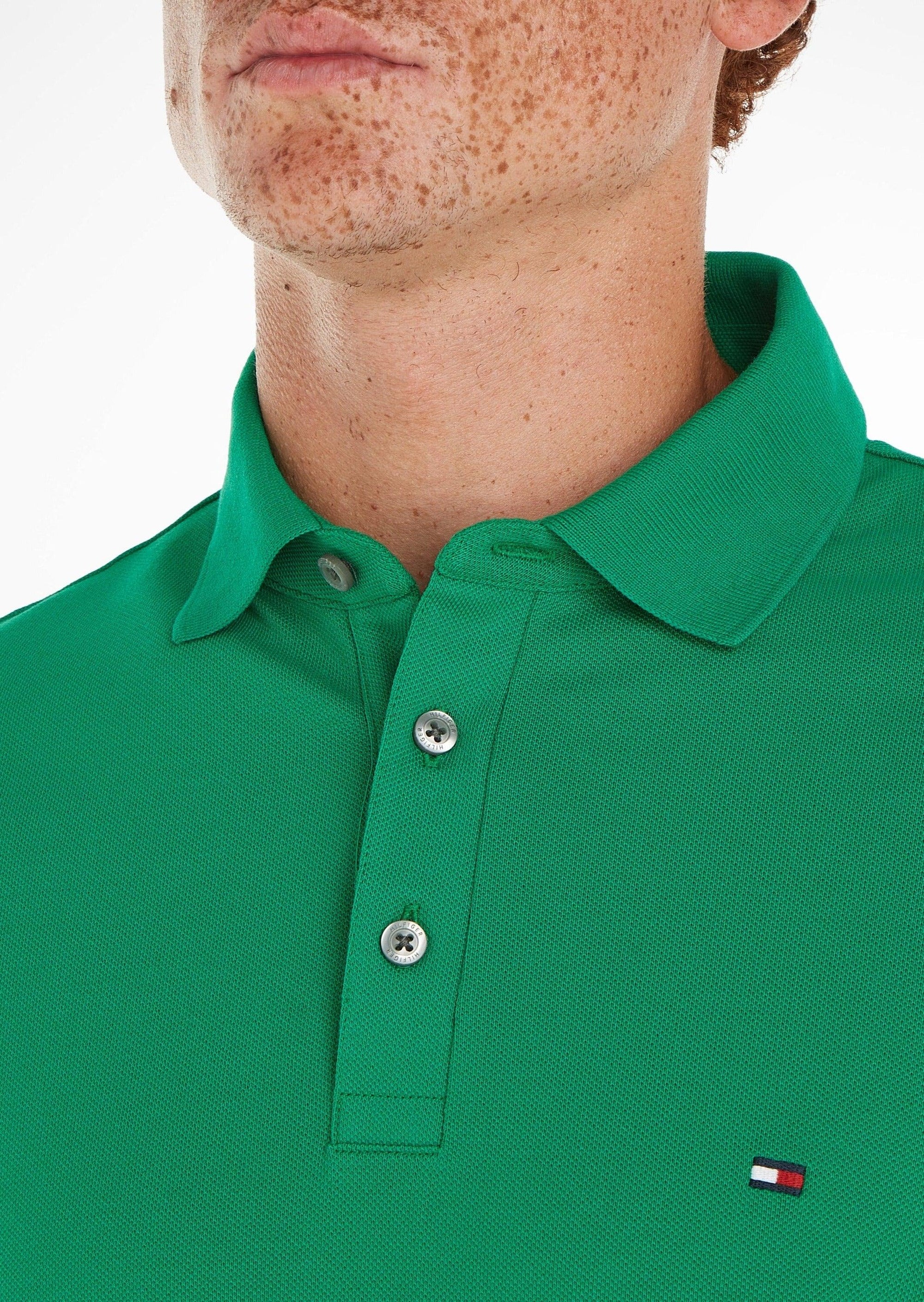 Polo Tommy Hilfiger ajusté vert en coton bio - Georgespaul