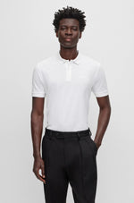 Charger l&#39;image dans la galerie, Polo homme logo brodé BOSS blanc en coton bio I Georgespaul
