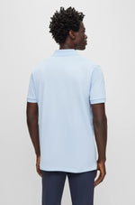 Charger l&#39;image dans la galerie, Polo homme logo brodé BOSS bleu clair en coton bio | Georgespaul
