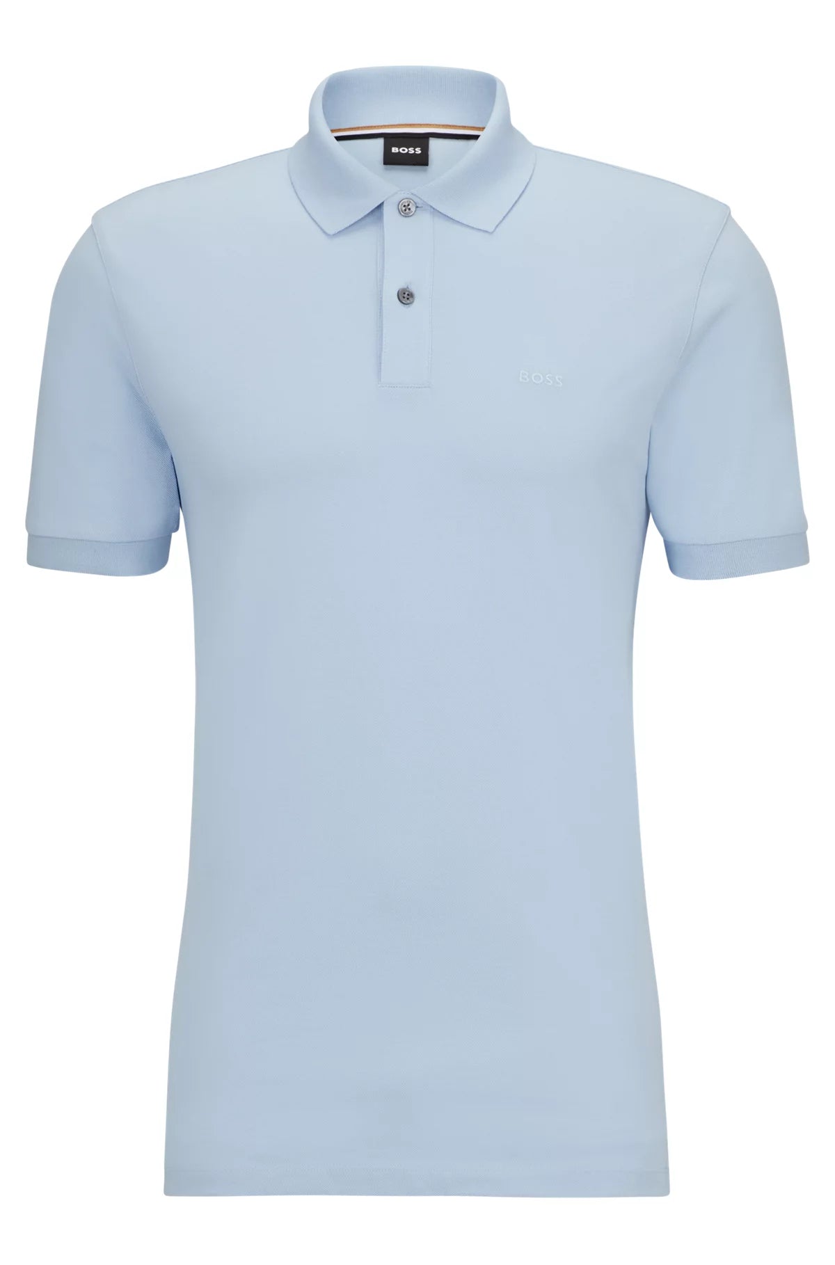 Polo homme logo brodé BOSS bleu clair en coton bio | Georgespaul