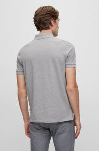 Polo homme logo brodé BOSS gris en coton bio | Georgespaul