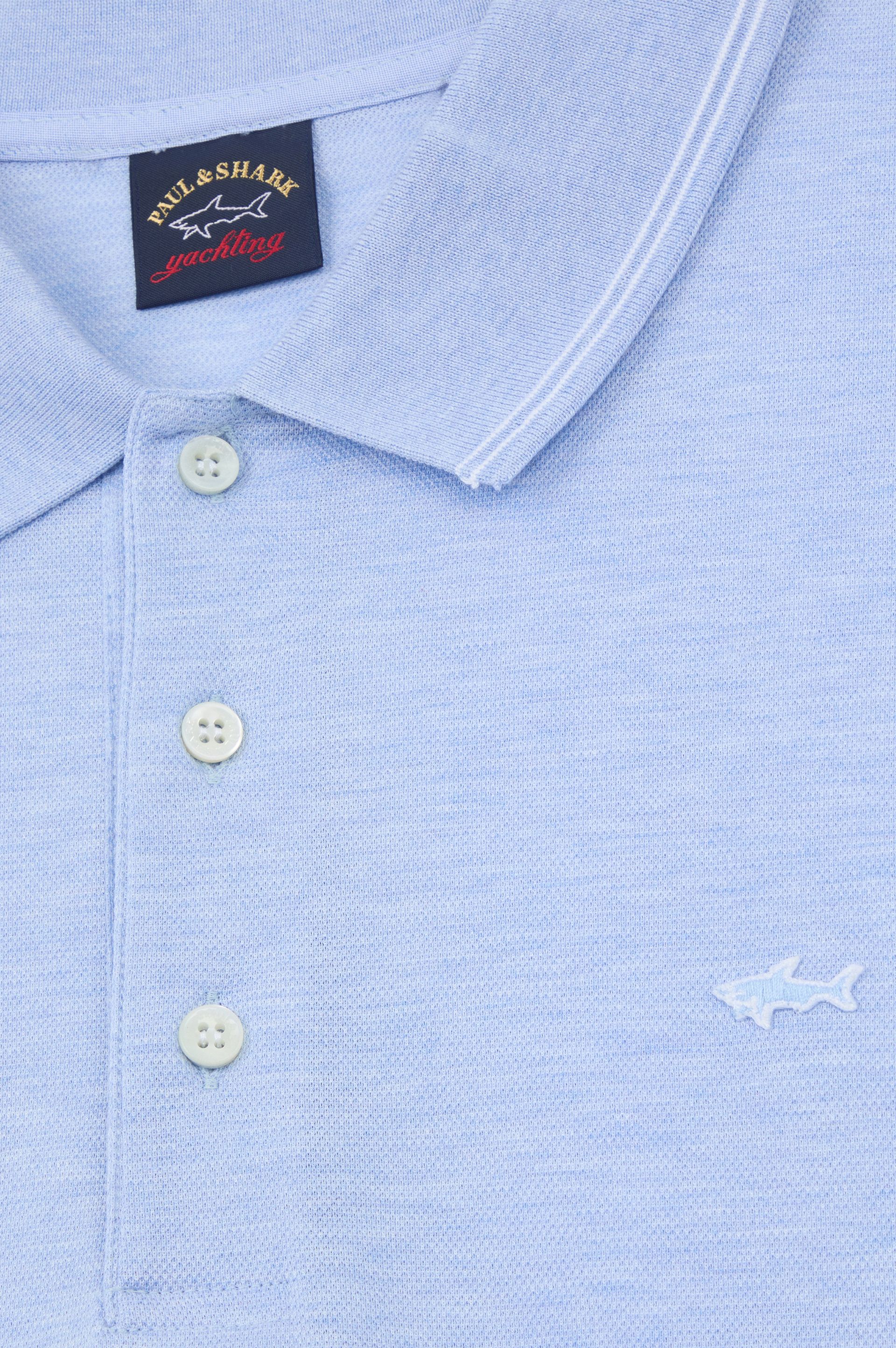 Polo liserés homme Paul & Shark bleu clair piqué coton bio | Georgespaul