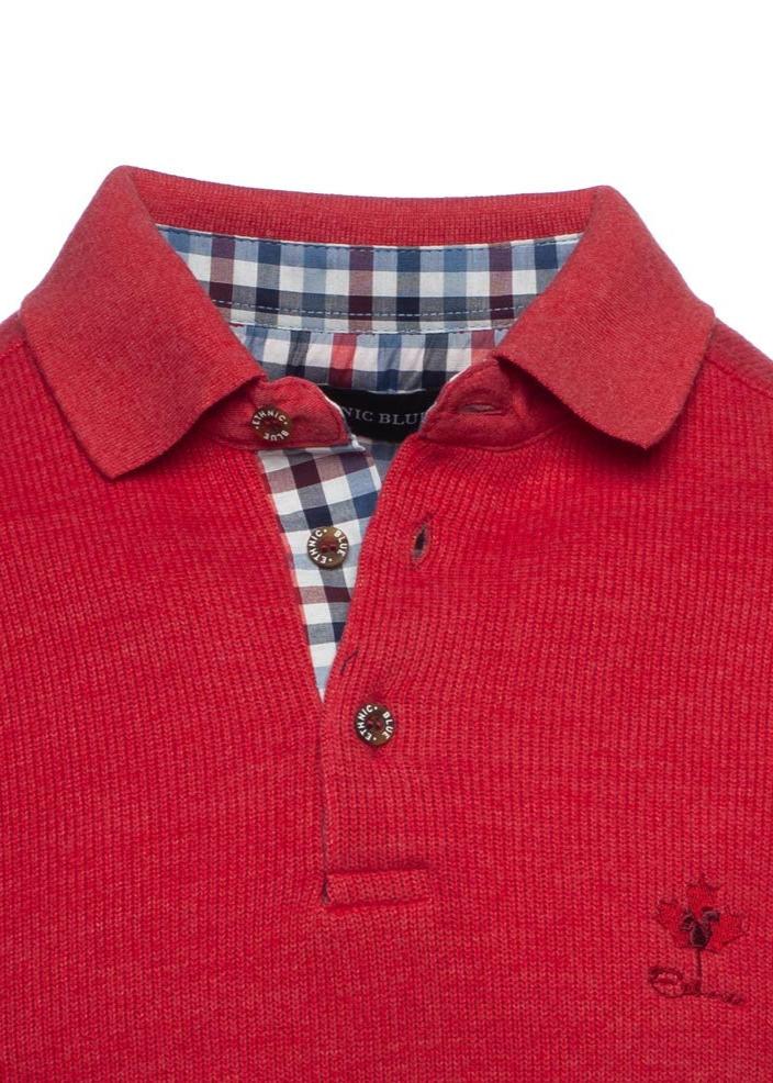 Polo manches longues Ethnic Blue rouge pour homme | Georgespaul