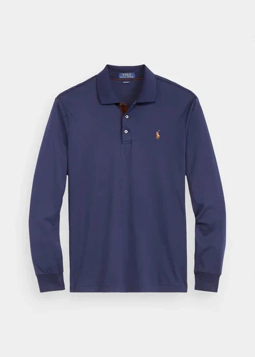 Polo manches longues Ralph Lauren marine pour homme | Georgespaul