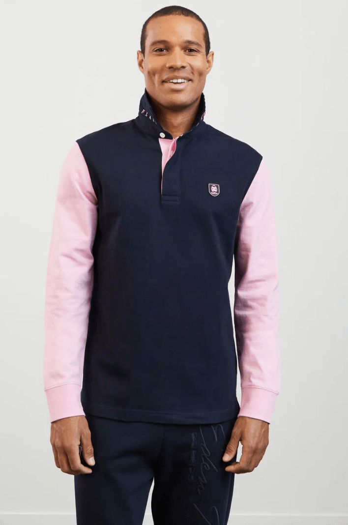 Polo manches longues bicolore Eden Park rose - Georgespaul