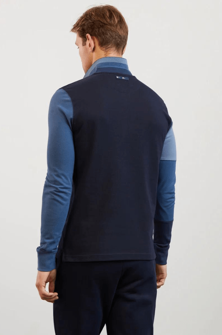 Polo manches longues colorblock Eden Park bleu foncé - Georgespaul