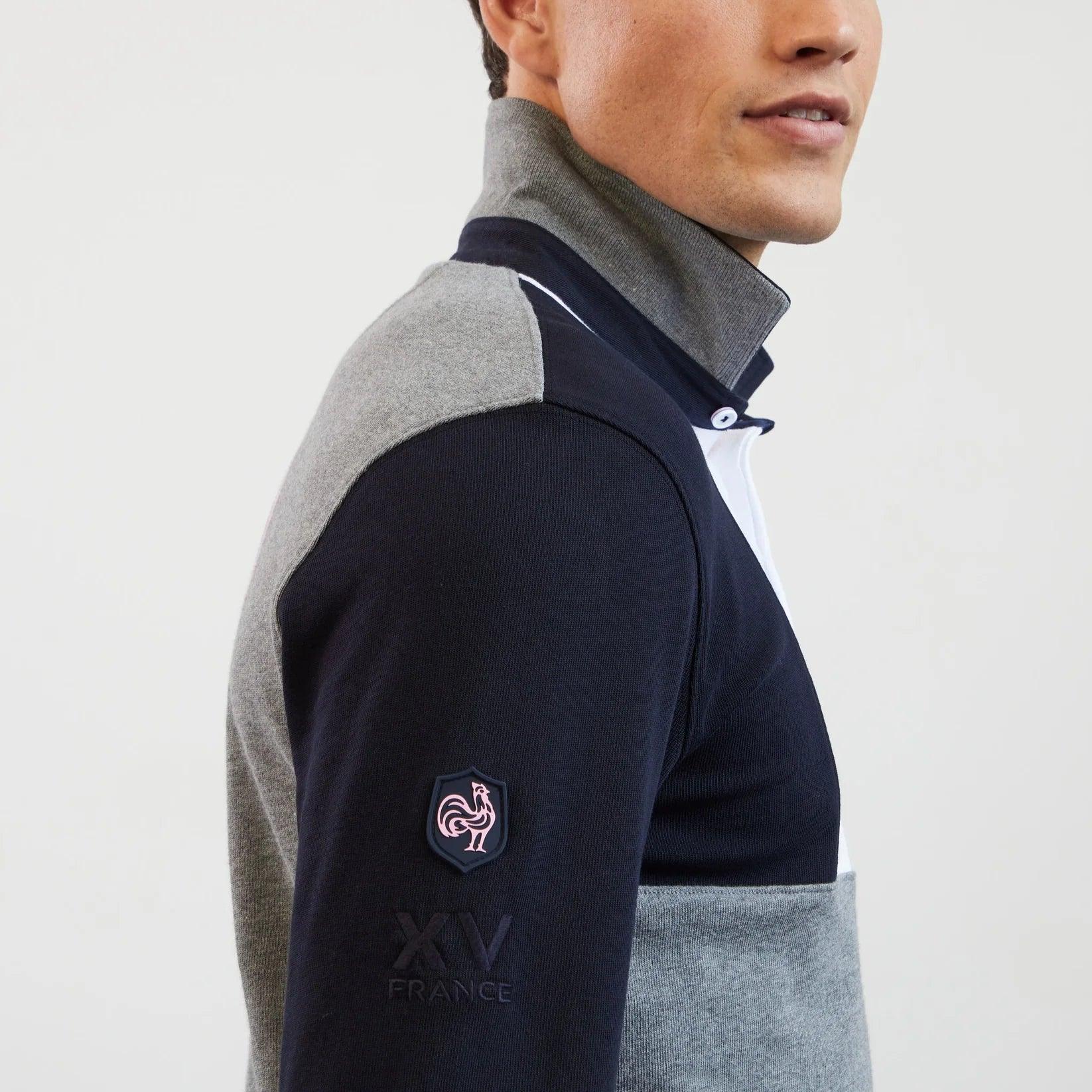 Polo manches longues colorblock Eden Park gris en coton - Georgespaul