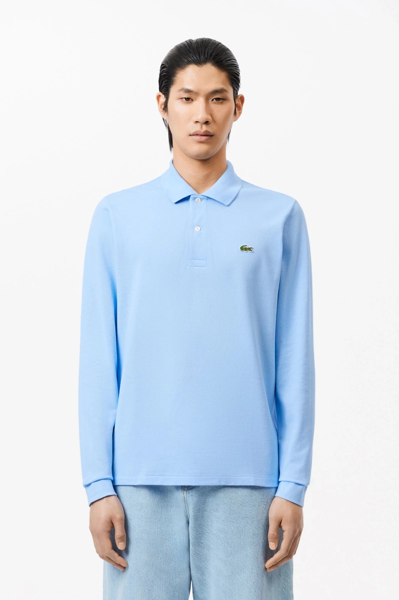 Polo manches longues Lacoste bleu - Georgespaul