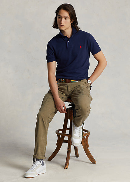 Polo pour homme Ralph Lauren cintré marine en coton | Georgespaul
