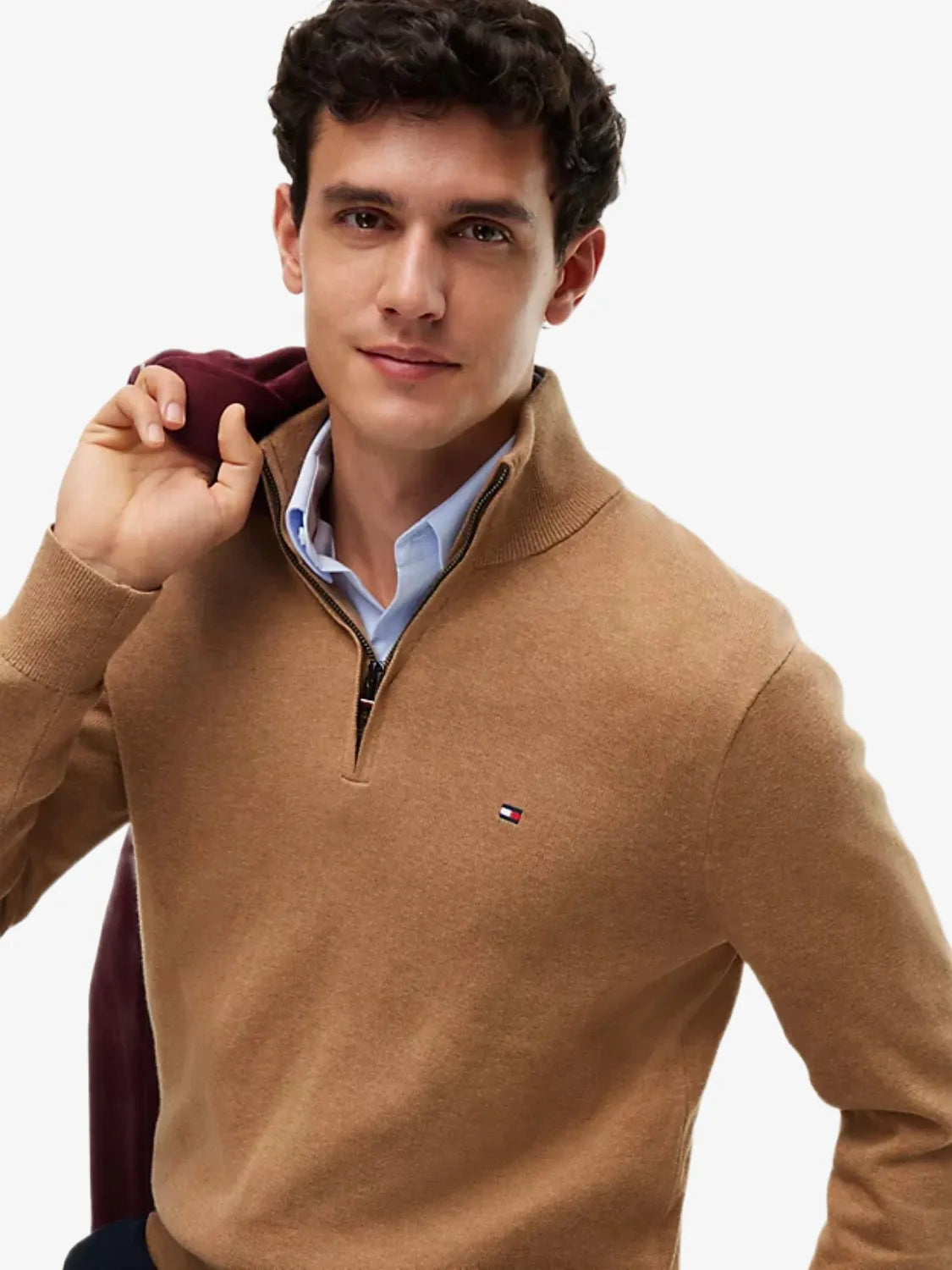 Pull-col-camionneur-beige-Tommy-Hilfiger-MW0MW28049A1L-col