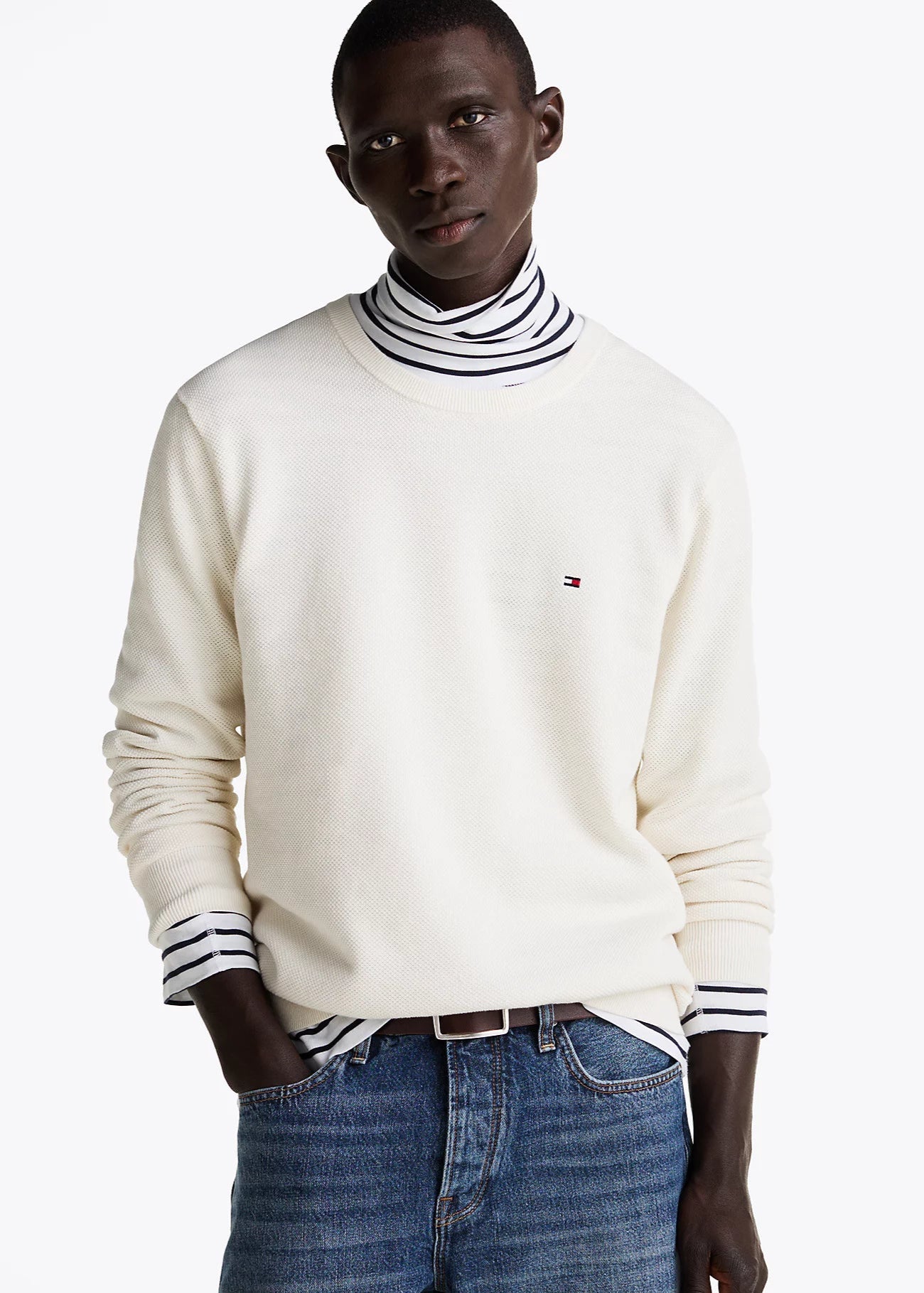 Pull Tommy Hilfiger beige pour homme | Georgespaul 