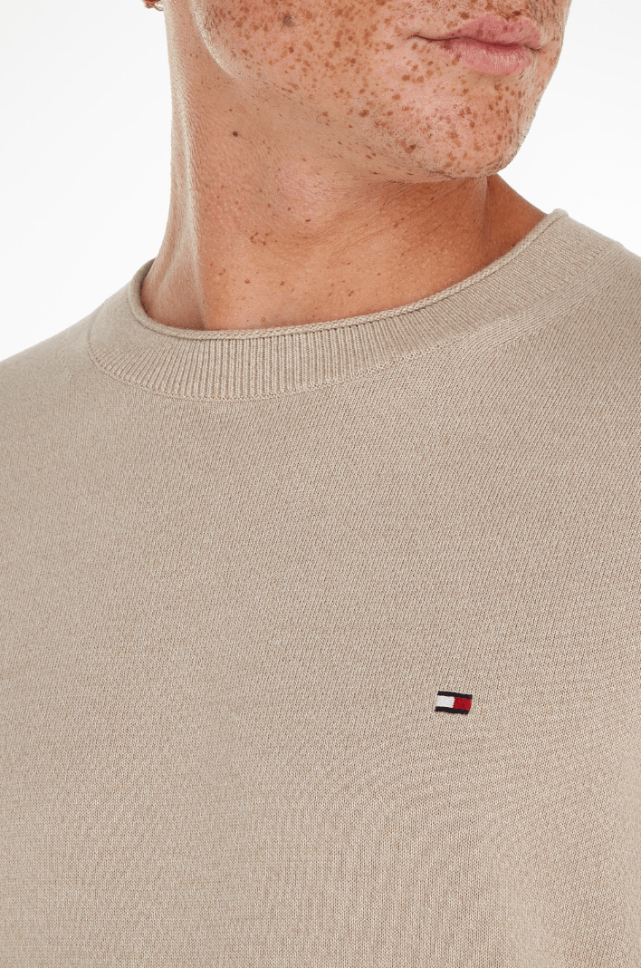 Pull Tommy Hilfiger beige en coton bio - Georgespaul