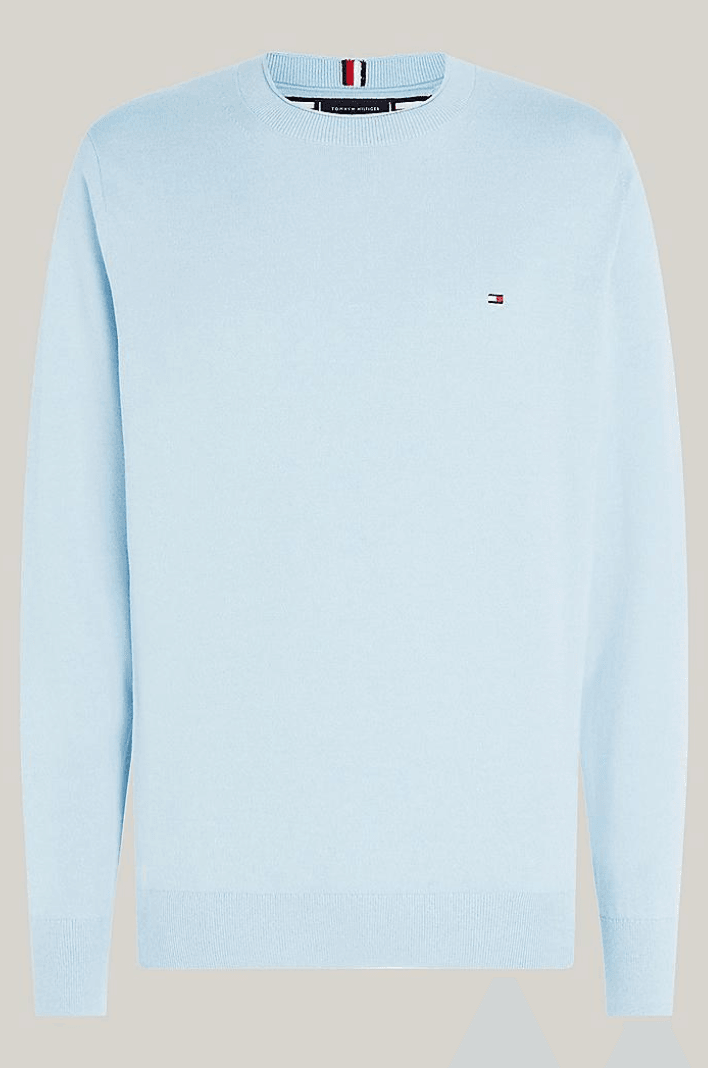 Pull Tommy Hilfiger bleu en coton bio - Georgespaul