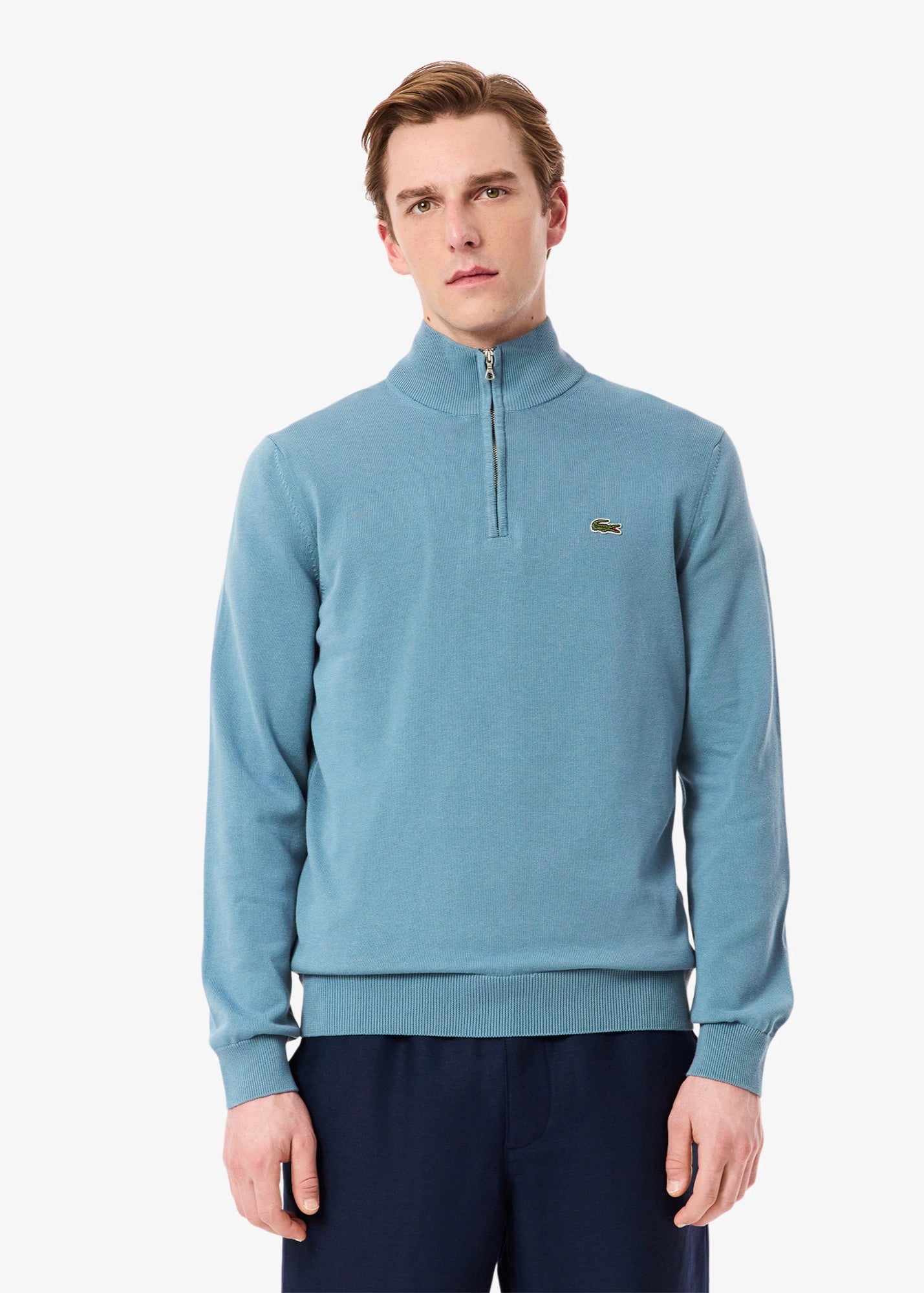 Pull camionneur Lacoste bleu pour homme | Georgespaul 