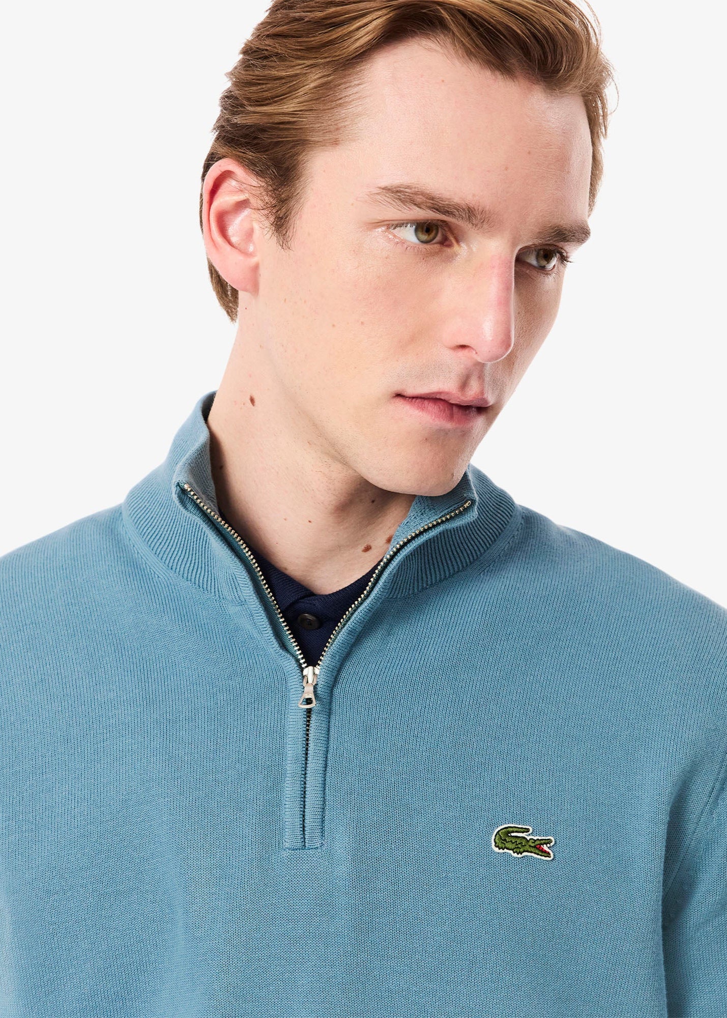 Pull camionneur Lacoste bleu pour homme | Georgespaul 